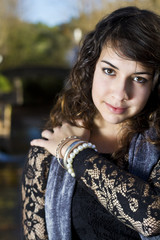 beautiful girl on a urban park