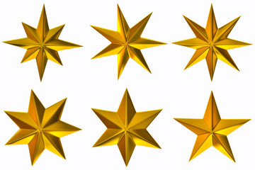 Set with gold stars  on white background - obrazy, fototapety, plakaty