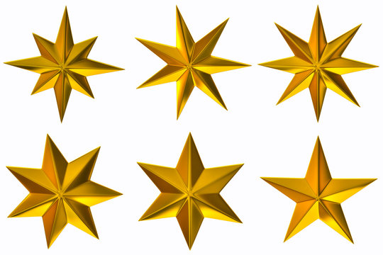 Set with gold stars  on white background