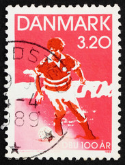 Postage stamp Denmark 1989 Soccer player