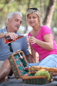 mature couple having picnic