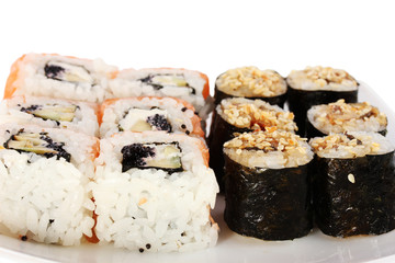 Tasty rolls close-up isolated on white