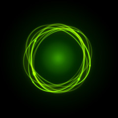 Green Rings on Black Background   Vector © puckillustrations