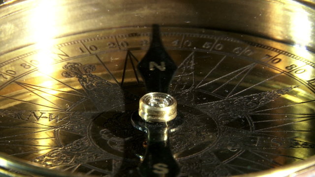 Golden compass closeup