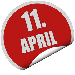 Sticker rot rund curl unten 11. APRIL