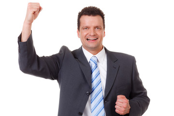 geschäftsmann in siegerpose