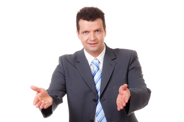 geschäftsmann argumentiert mit den händen