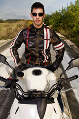 man with a motorcycle