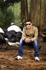 Fototapeta premium man with a motorcycle
