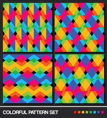 Colorful geometric pattern set. Vector.