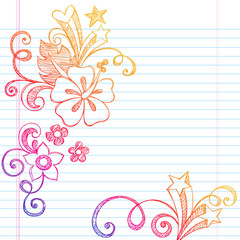 Hibiscus Sketchy Summer Notebook Doodle Vector