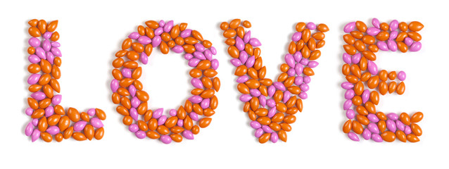 Word Love Made From Colorful Dragee Candies
