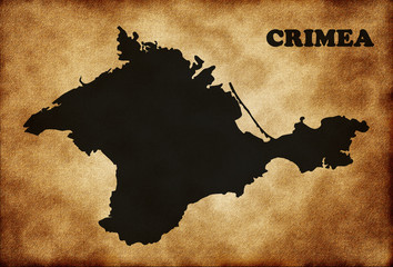 Map of Crimea on the old texture