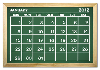 close up of a calendar on a blackboard