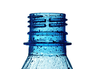 bottle neck with water drops isolated