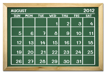 close up of a calendar on a blackboard