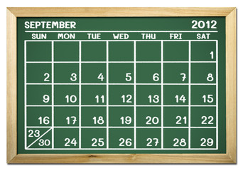 close up of a calendar on a blackboard