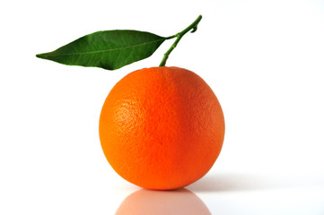 orange with green leaf