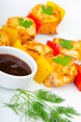 Chicken kebab on skewers