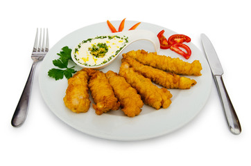 Chicken kebab in the plate