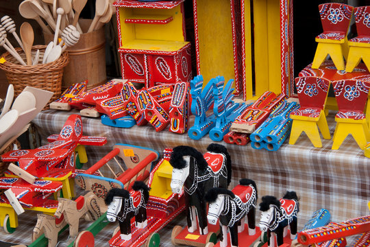 Zagreb - Traditional decorated Croatian wooden toys