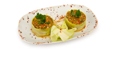 Salad with eggplant in the plate