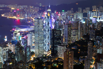 Naklejka premium Hong Kong in night