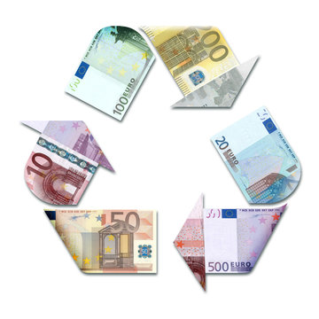 recycle symbol made with euro