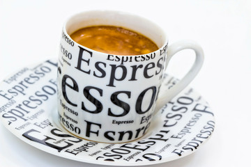 cup fresh espresso coffee with crema