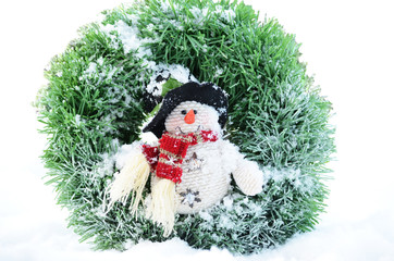 christmas wreath with snowman