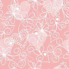 seamless pink floral pattern with hearts for your design