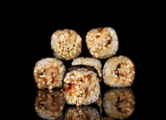 Tasty rolls isolated on black