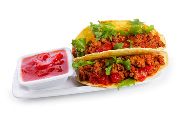 tacos with fresh tomatoes salsa