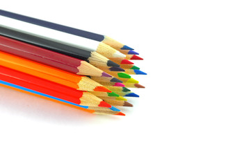 Color pencils over white