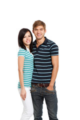 Young happy couple love smiling