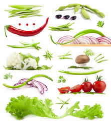Collection of vegetables isolated on white background