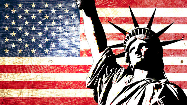 drapeau usa statue de la libert&eacute;