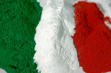 Italian flag made with colored sand