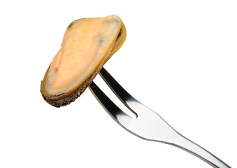 mussel on a fork