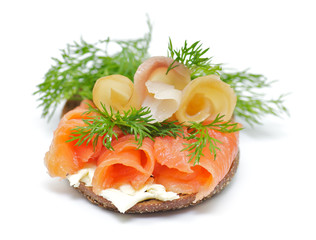 Sandwich with Smoked Salmon and Sturgeon