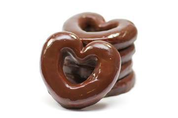 Chocolate hearts-rings in glaze