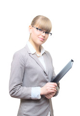 Business woman holding folder