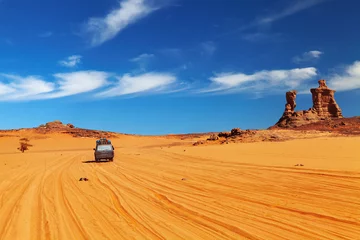 Fotobehang Road in Sahara Desert © Dmitry Pichugin