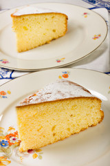 Two slices of lemon cake.