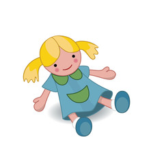 Girl doll toy vector illustration on white background - 38417532