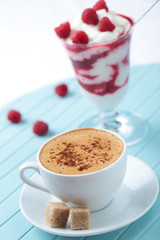 Coffee and raspberry parfait