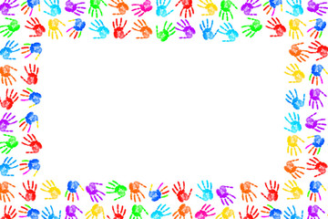 Frame made of paint hand prints