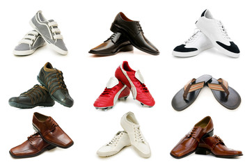 Various shoes isolated on the white