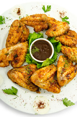 Chicken wings barbeque in the plate