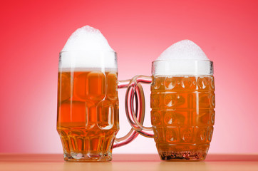 Beer glass on the table